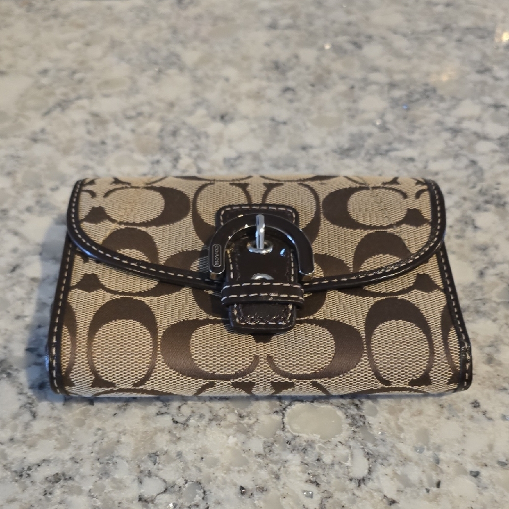 Coach Signature Brown and Tan Wallet